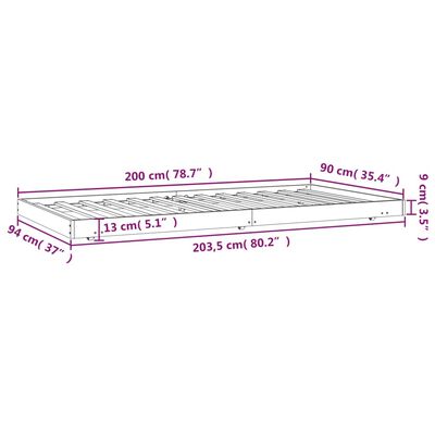 vidaXL Bedframe zonder matras massief grenenhout 90x200 cm