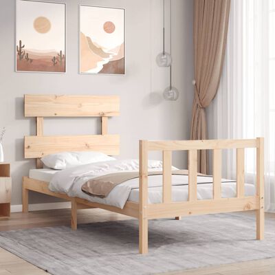 vidaXL Bedframe met hoofdbord massief hout