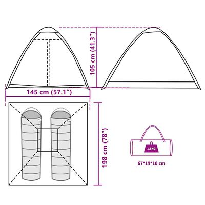 vidaXL Koepeltent 2-persoons waterdicht camouflage