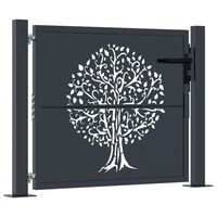 vidaXL Poort 105x105 cm met boomontwerp staal antracietkleurig