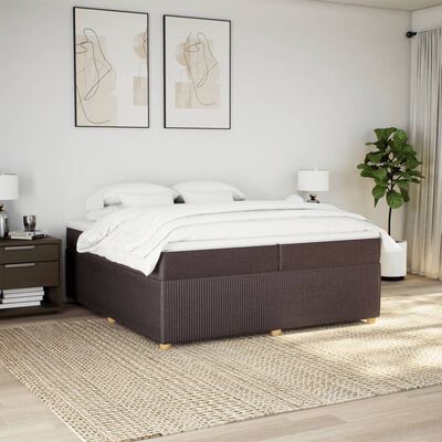 vidaXL Boxspring met matras stof donkerbruin 200x200 cm