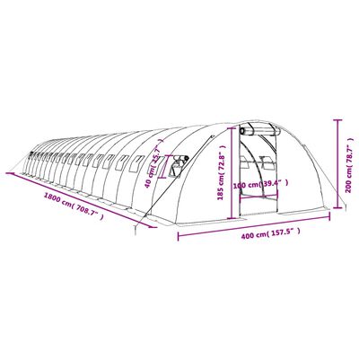 vidaXL Tuinkas met stalen frame 72 m² 18x4x2 m groen