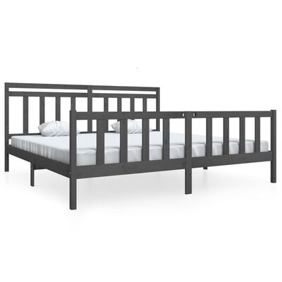 vidaXL Bedframe massief hout grijs 200x200 cm