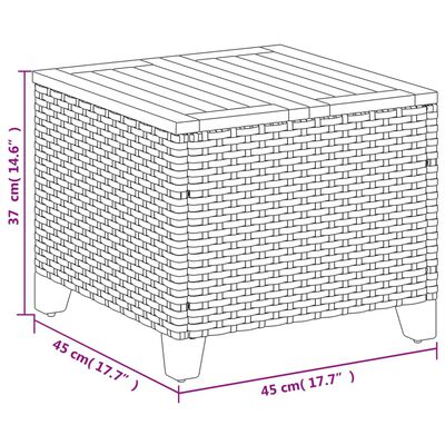 vidaXL Tuintafel 45x45x37 cm poly rattan en acaciahout grijs