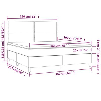 vidaXL Boxspring met matras en LED fluweel donkerblauw 160x200 cm