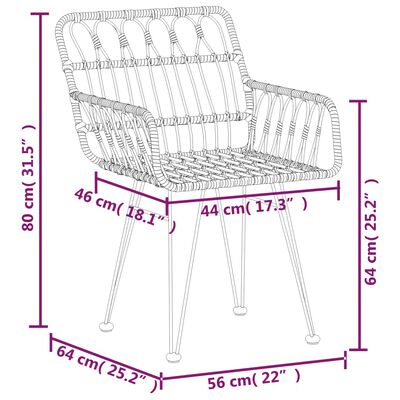 vidaXL 7-delige Tuinset poly rattan zwart