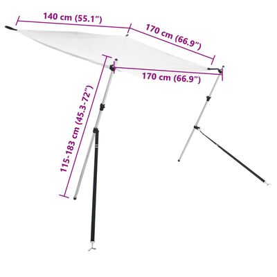 vidaXL Schaduwdoek T-top 170x170x(115-183) cm wit