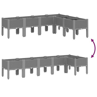 vidaXL Plantenbak met poten 160x120x42 cm polypropeen lichtgrijs
