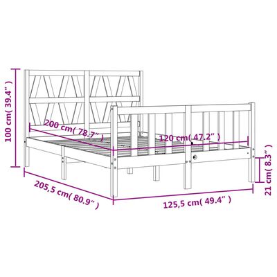 vidaXL Bedframe zonder matras massief grenenhout 120x200 cm