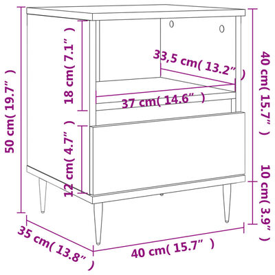 vidaXL Nachtkastjes 2 st 40x35x50 cm sonoma eikenkleurig