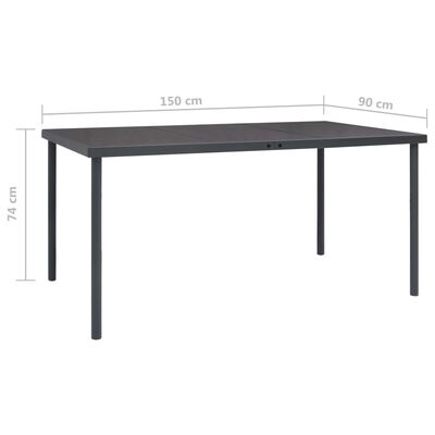 vidaXL Tuintafel 150x90x74 cm staal antracietkleurig