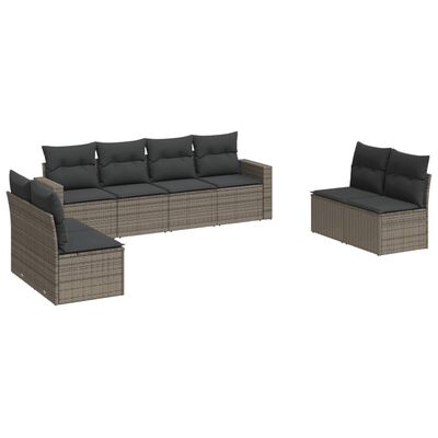 vidaXL 8-delige Loungeset met kussens poly rattan grijs