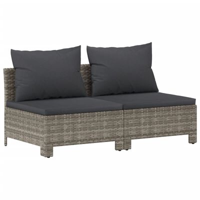 vidaXL 7-delige Loungeset met kussens poly rattan grijs