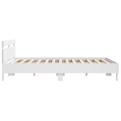 vidaXL Bedframe met hoofdeinde bewerkt hout wit 200x200 cm