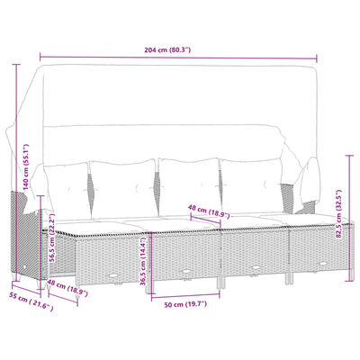 vidaXL 5-delige Loungeset met kussens poly rattan grijs