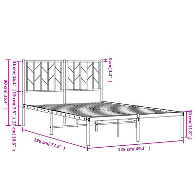 vidaXL Bedframe met hoofdbord metaal zwart 120x190 cm