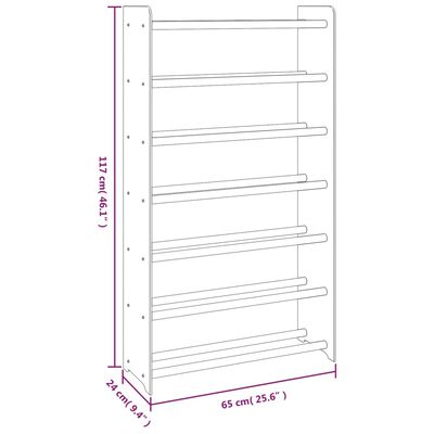 vidaXL Schoenenrek 65x24x117 cm bewerkt hout grijs