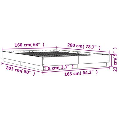 vidaXL Bedframe bewerkt hout betongrijs 160x200 cm