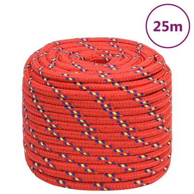 vidaXL Boottouw 18 mm 25 m polypropyleen rood