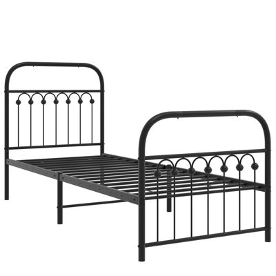 vidaXL Bedframe met hoofd- en voeteneinde metaal zwart 80x200 cm