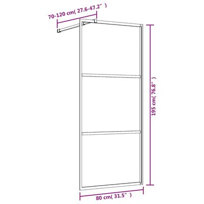 vidaXL Inloopdouchewand transparant 80x195 cm ESG-glas goudkleurig