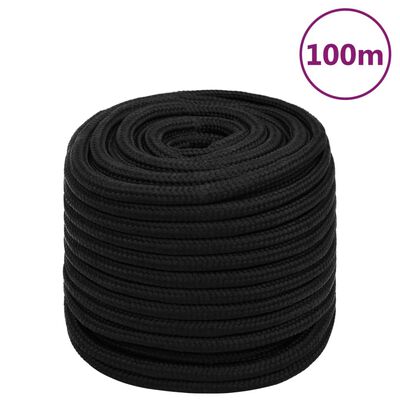 vidaXL Werktouw 16 mm 100 m polyester zwart