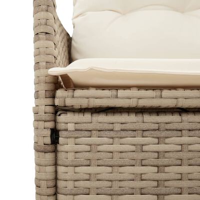 vidaXL Tuinbank 2-zits verstelbaar met tafel poly rattan beige