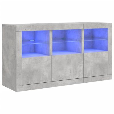 vidaXL Dressoir met LED-verlichting 123x37x67 cm betongrijs