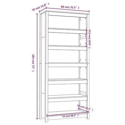 vidaXL Boekenkast 80x35x183 cm massief grenenhout grijs