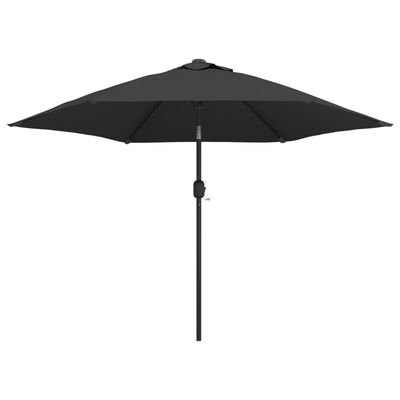 vidaXL Parasol met LED-verlichting en stalen paal 300 cm antraciet