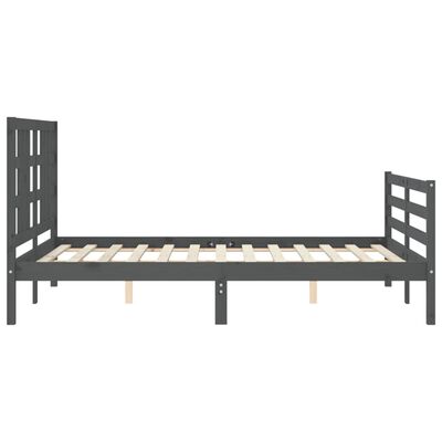 vidaXL Bedframe met hoofdbord massief hout grijs 140x190 cm