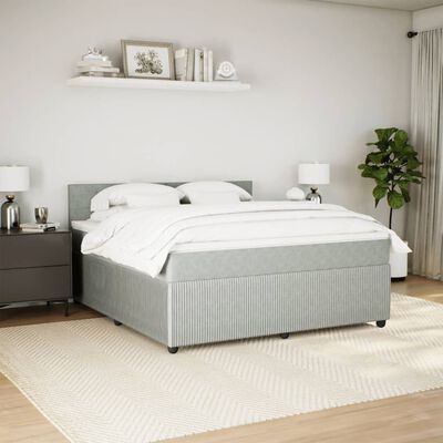 vidaXL Boxspring met matras fluweel lichtgrijs 180x200 cm