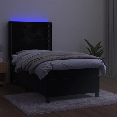 vidaXL Boxspring met matras en LED fluweel zwart 80x200 cm