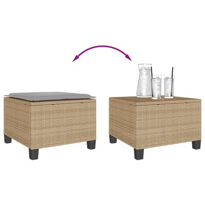 vidaXL 3-delige Bistroset met kussens poly rattan beige