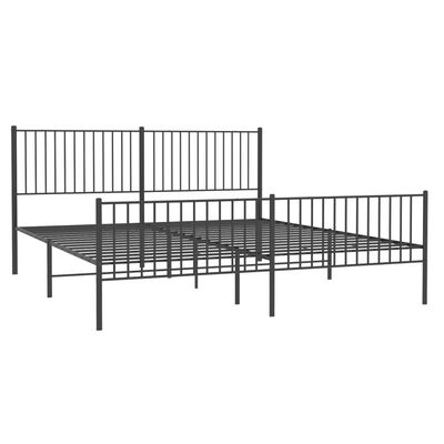 vidaXL Bedframe met hoofd- en voeteneinde metaal zwart 200x200 cm