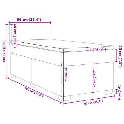 vidaXL Boxspring met matras stof zwart 90x190 cm