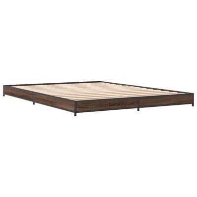 vidaXL Bedframe bewerkt hout metaal bruin eikenkleur 140x200 cm