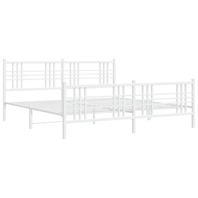 vidaXL Bedframe met hoofd- en voeteneinde metaal wit 200x200 cm