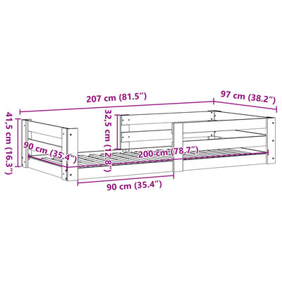 vidaXL Bedframe zonder matras massief grenenhout wit 90x200 cm