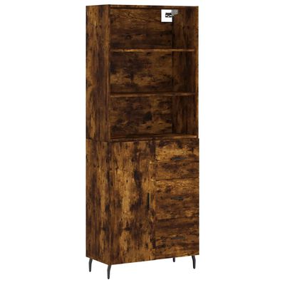 vidaXL Hoge kast 69,5x34x180 cm bewerkt hout gerookt eikenkleurig