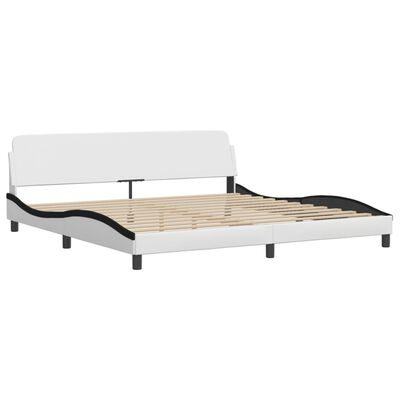 vidaXL Bedframe met hoofdbord kunstleer wit en zwart 200x200 cm