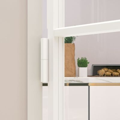 vidaXL Binnendeur 93x201,5 cm gehard glas en aluminium smal wit