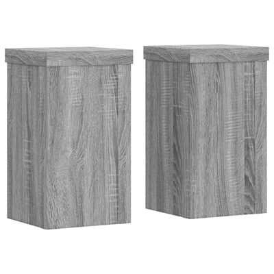 vidaXL Plantenstandaards 2 st 10x10x18 cm bewerkt hout grijs sonoma