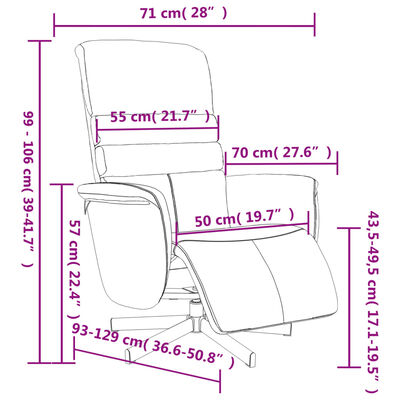 vidaXL Fauteuil verstelbaar met voetensteun kunstleer bruin