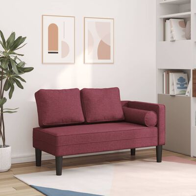 vidaXL Chaise longue met kussens stof wijnrood