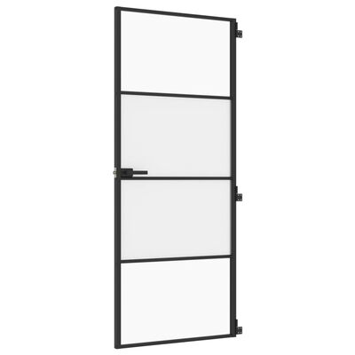 vidaXL Binnendeur smal 83x201,5 cm gehard glas en aluminium zwart