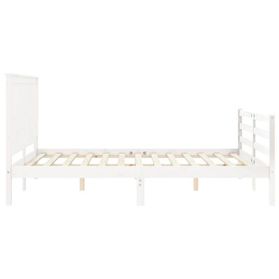 vidaXL Bedframe met hoofdbord massief hout wit