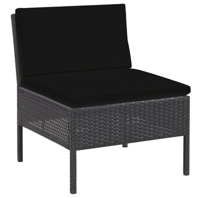 vidaXL 6-delige Loungeset met kussens poly rattan zwart