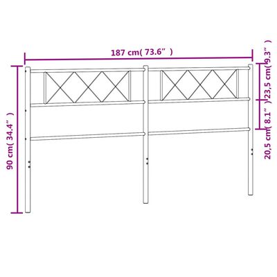 vidaXL Hoofdbord 180 cm metaal zwart