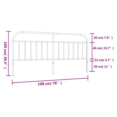 vidaXL Hoofdbord metaal wit 193 cm